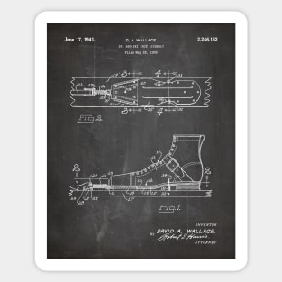 Ski Boots Patent - Snow Skier Skiing Lodge Art - Black Chalkboard Sticker